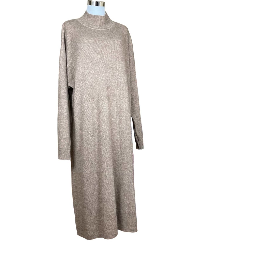 Top Shop Midi Wool Ribbed Turtleneck Sweater Dress Sz UK XL US 14